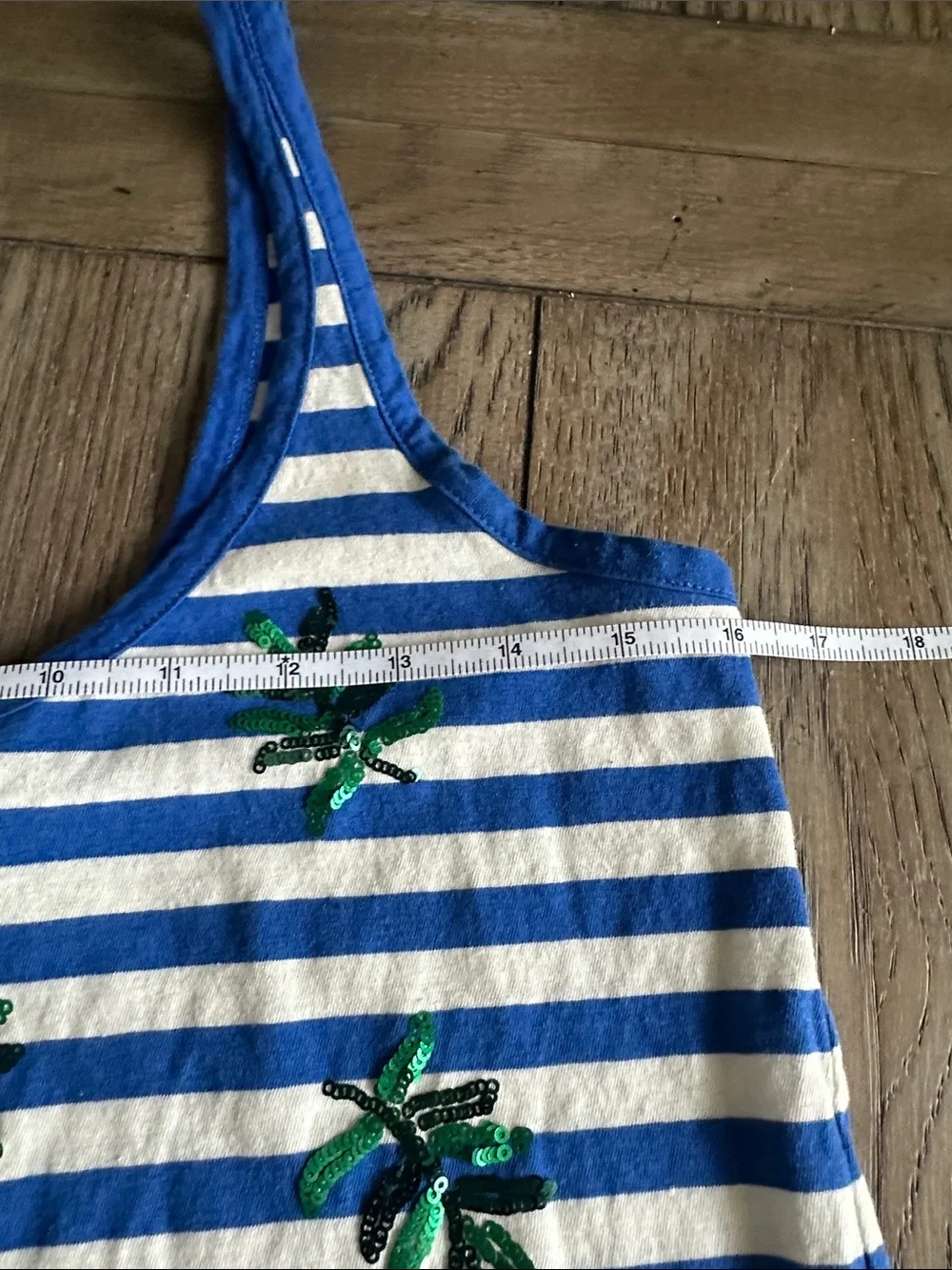 J. Crew Sequin Palm Leaf Striped Scoop Neck Tank Top - Size XS